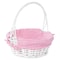 Vintiquewise White Round Willow Gift Basket, with Pink and White Gingham Liner and Handles, Small QI004550PK.S - alternate 1